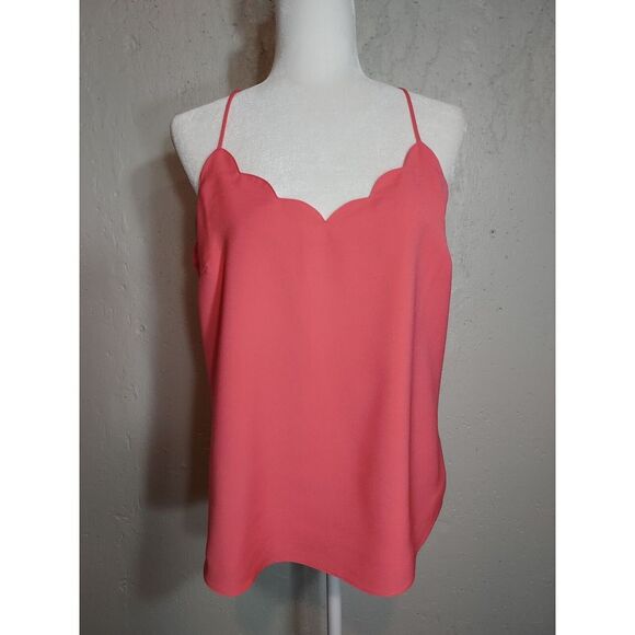 J. Crew Factory Tops - J.Crew Racer Tank Top Camisole Cami Scallop Crepe Adjustable Pink Lined Sz 10